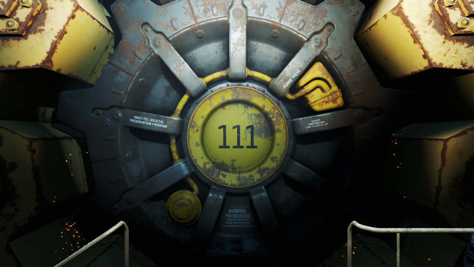 The illuminated entrance to Vault 111
